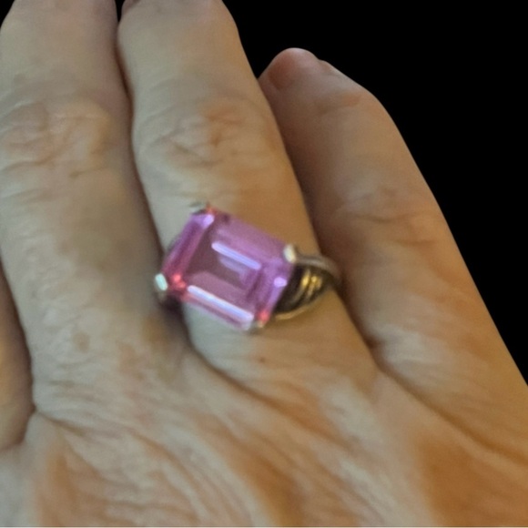 Vintage Hand Made Pink Sapphire Sterling Silver Ring Asymmetrical Size 5.75 - Picture 6 of 6